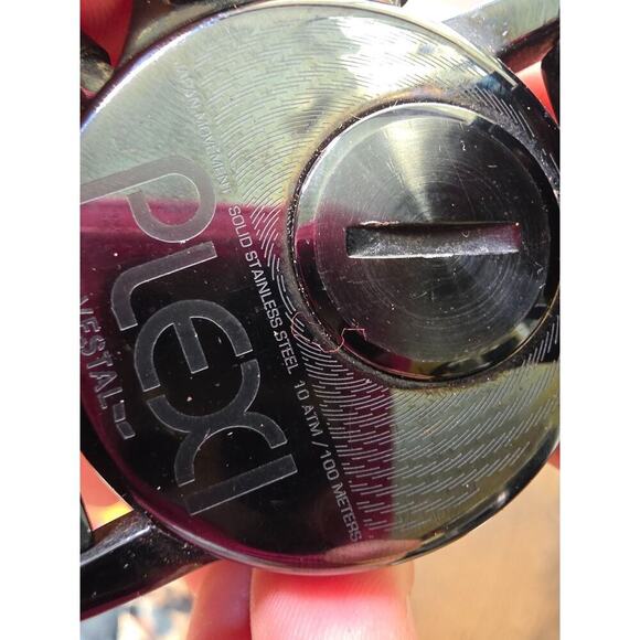 Vintage Vestal Mens Watch Plexi Acetate Black Silver Stainless Dress Rare! - Picture 12 of 16